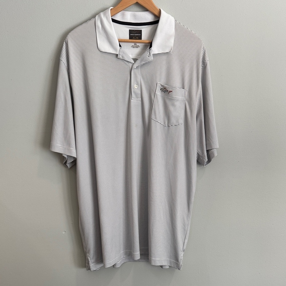 Greg Norman Collection White and‎ Gray Polo Golf Shirt